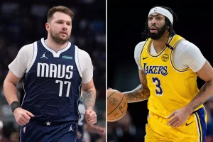 The Lakers acquired Luka Doncic (left), from the Dallas Mavericks in exchange for Anthony Davis (right). Photo Credit: LM Otero; Jacob Kupferman from the Associated Press