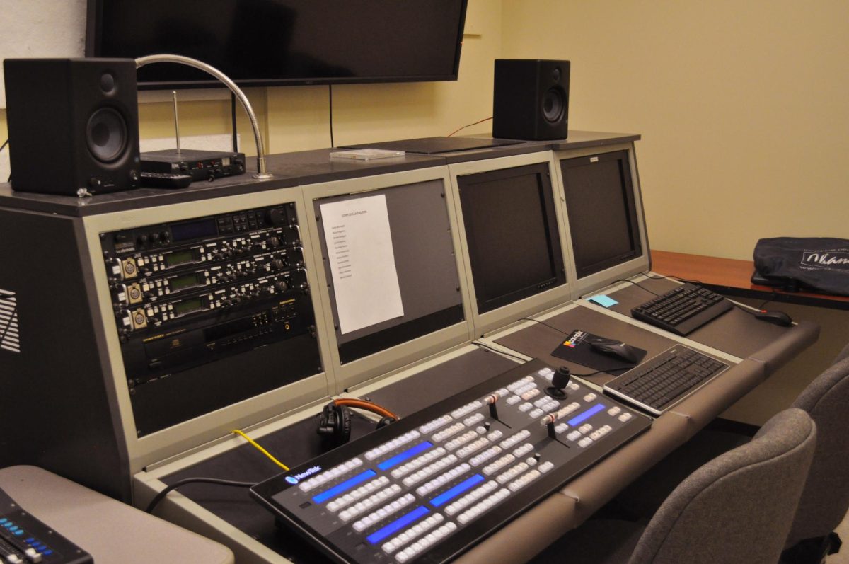 (Above) Production control room for the studio.